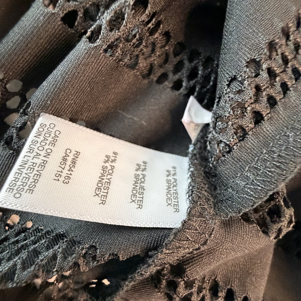 Calvin Klein Tunic Swim Cover Up Womens L Black Open Knit V-Neck Beach Pool Vaca - Picture 8 of 11